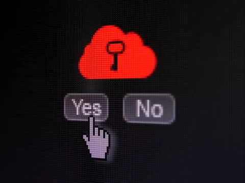 Cloud networking concept: Cloud With Key on digital computer screen Stock Illustration