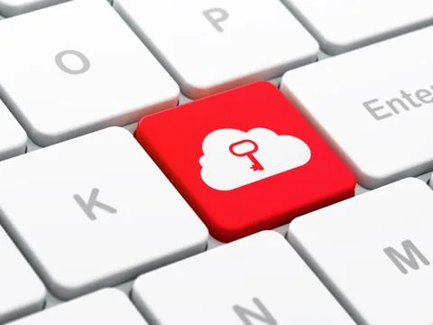 Cloud networking concept: Cloud With Key on computer keyboard background Stock Illustration