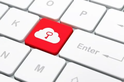 Cloud networking concept: Cloud With Key on computer keyboard background Stock Illustration