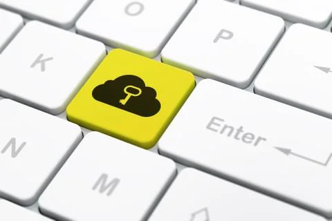 Cloud networking concept: Cloud With Key on computer keyboard background Stock Illustration