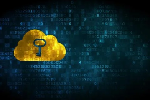 Cloud networking concept: Cloud With Key on digital background Stock Illustration