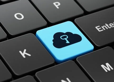 Cloud networking concept: Cloud With Key on computer keyboard background Stock Illustration