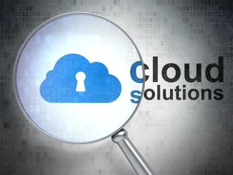 Cloud networking concept: Cloud With Keyhole and Cloud Solutions Stockillustratie