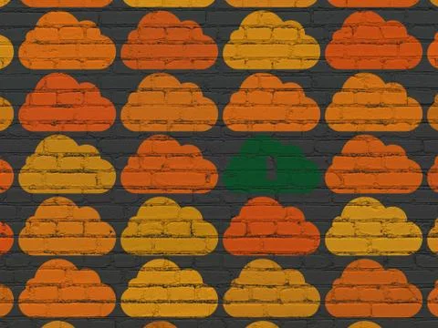 Cloud networking concept: cloud with keyhole icon on wall 스톡 일러스트