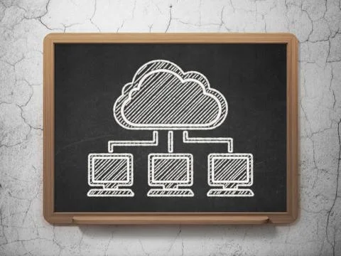 Cloud networking concept: Cloud Network on chalkboard background Illustrazione stock