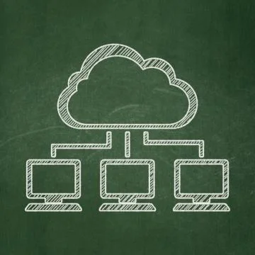 Cloud networking concept: Cloud Network on chalkboard background Stock Illustration