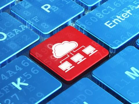 Cloud networking concept: Cloud Network on computer keyboard background Stock Illustration
