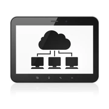 Cloud networking concept: Cloud Network on tablet pc computer Stock Illustration