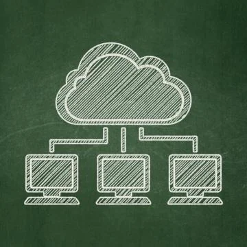Cloud networking concept: Cloud Network on chalkboard background Stock Illustration