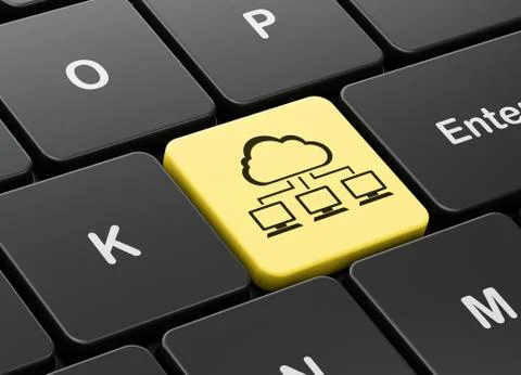 Cloud networking concept: Cloud Network on keyboard background Illustrazione stock