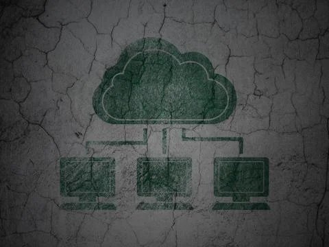 Cloud networking concept: Cloud Network on grunge wall Illustrazione stock
