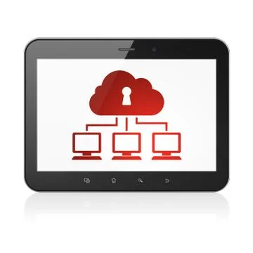 Cloud networking concept: Cloud Network on tablet pc computer Illustrazione stock