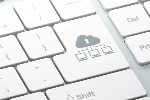 Cloud networking concept: Cloud Network on computer keyboard bac Illustrazione stock