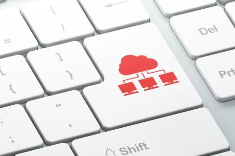 Cloud networking concept: Cloud Network on computer keyboard bac Stock Illustration