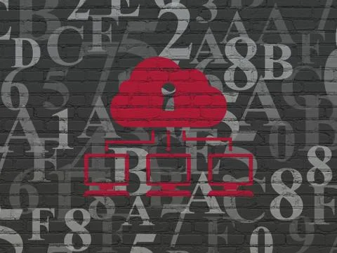 Cloud networking concept: Cloud Network on wall background イラスト素材