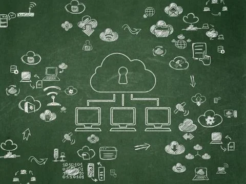 Cloud networking concept: Cloud Network on School Board background Stock Illustration