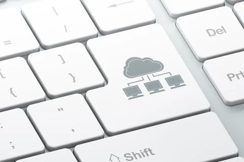Cloud networking concept: Cloud Network on computer keyboard background Illustrazione stock