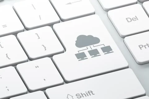 Cloud networking concept: Cloud Network on computer keyboard background Stock Illustration