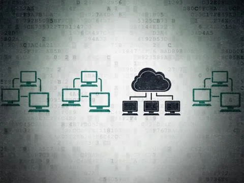 Cloud networking concept: cloud network icon on Digital Paper background Illustrazione stock