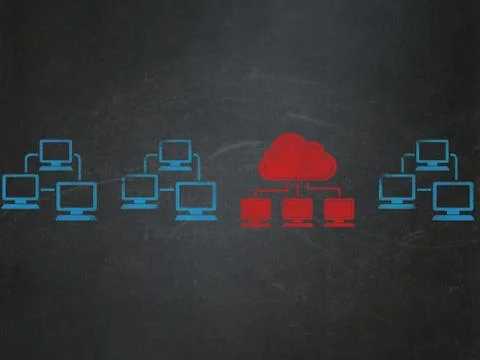 Cloud networking concept: cloud network icon on School Board background Illustrazione stock