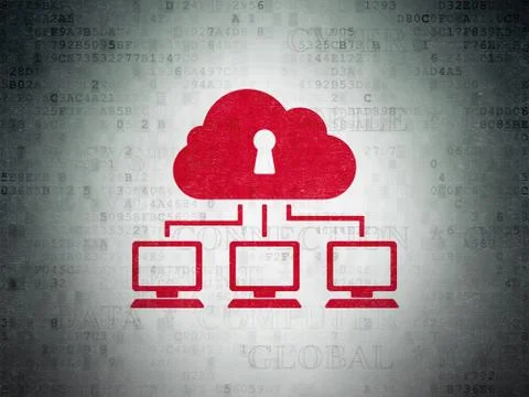 Cloud networking concept: Cloud Network on Digital Data Paper background Stock Illustration