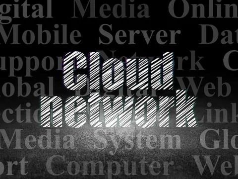Cloud networking concept: Cloud Network in grunge dark room イラスト素材