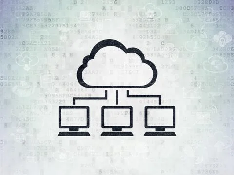 Cloud networking concept: Cloud Network on Digital Data Paper background Stock Illustration