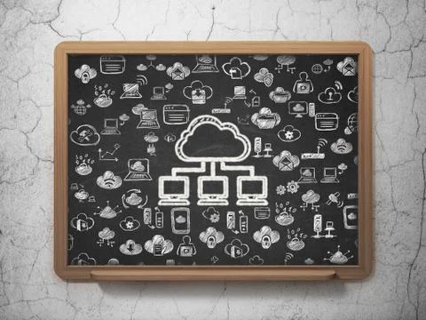 Cloud networking concept: Cloud Network on School board background Stock Illustration