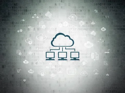 Cloud networking concept: Cloud Network on Digital Data Paper background Stock Illustration