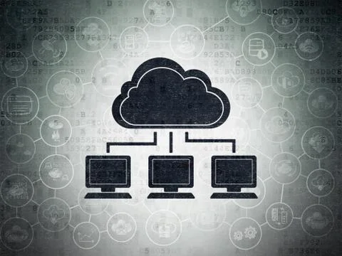 Cloud networking concept: Cloud Network on Digital Data Paper background Stock Illustration