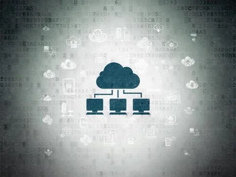 Cloud networking concept: Cloud Network on Digital Data Paper background Stock Illustration