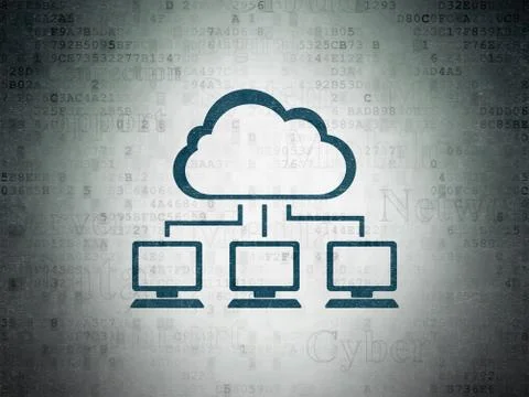 Cloud networking concept: Cloud Network on Digital Data Paper background Illustrazione stock
