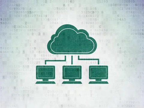 Cloud networking concept: Cloud Network on Digital Data Paper background Stock Illustration