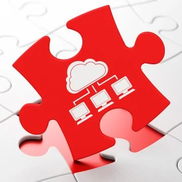 Cloud networking concept: Cloud Network on puzzle background Illustrazione stock