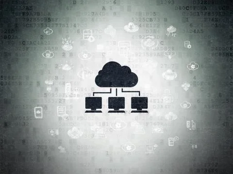 Cloud networking concept: Cloud Network on Digital Data Paper background 스톡 일러스트