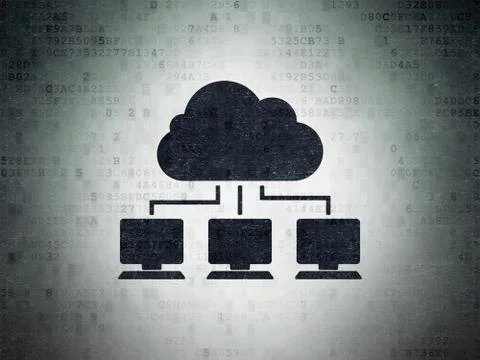 Cloud networking concept: Cloud Network on Digital Data Paper background Illustrazione stock