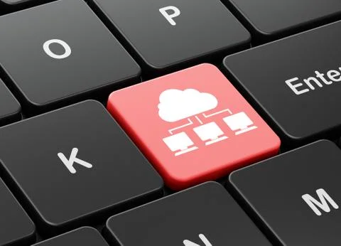 Cloud networking concept: Cloud Network on computer keyboard background Stock Illustration