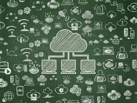 Cloud networking concept: Cloud Network on School board background Illustrazione stock