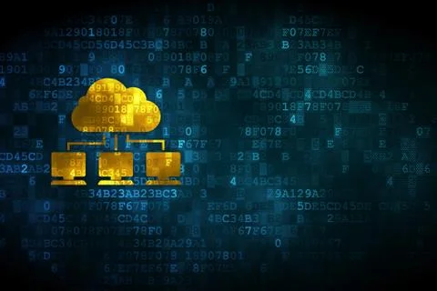 Cloud networking concept: Cloud Network on digital background Illustrazione stock