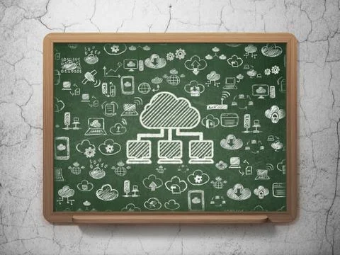 Cloud networking concept: Cloud Network on School board background Stock Illustration