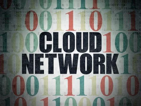 Cloud networking concept: Cloud Network on Digital Data Paper background Illustrazione stock