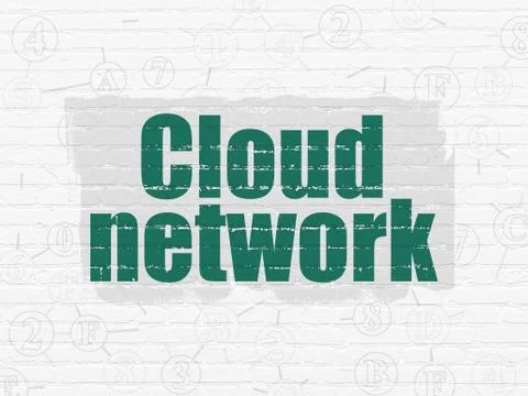 Cloud networking concept: Cloud Network on wall background Stock Illustration