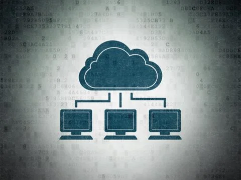 Cloud networking concept: Cloud Network on Digital Data Paper background Stock Illustration