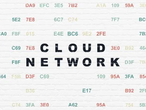 Cloud networking concept: Cloud Network on wall background Ilustração Stock