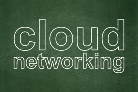 Cloud networking concept: Cloud Networking on chalkboard background 库存插图