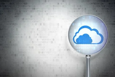 Cloud networking concept: Cloud with optical glass on digital background Stock Illustration