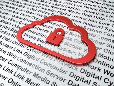Cloud networking concept: Cloud With Padlock on Digital Technology background Stock Illustration