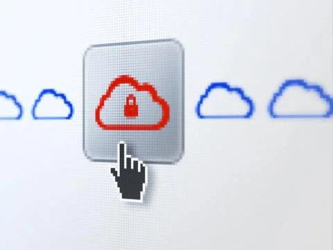 Cloud networking concept: Cloud With Padlock on digital computer イラスト素材