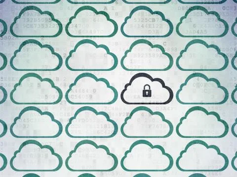 Cloud networking concept: cloud with padlock icon on Digital Paper background Stock Illustration