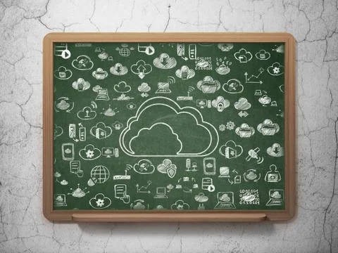 Cloud networking concept: Cloud on School Board background Illustrazione stock